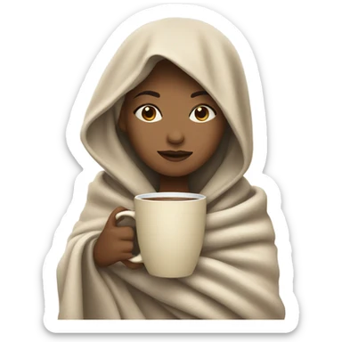 Light girl inside a blanket sipping coffee eyes closed sticker