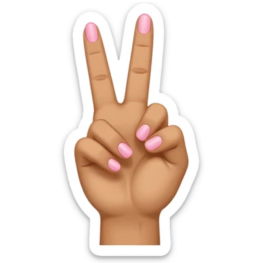 peace sign emoji but with the middle and ring fingers up instead of the index and middle finger. Keep the pinky, index, and thumb down. Only have the 5 normal fingers in the picture sticker