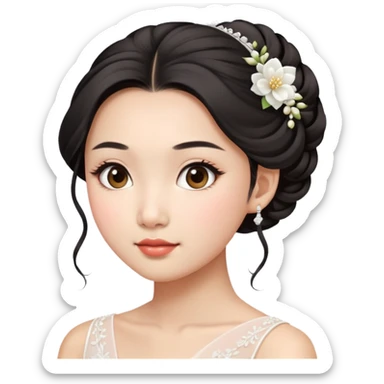 Asian girl bridal look with updo hair sticker