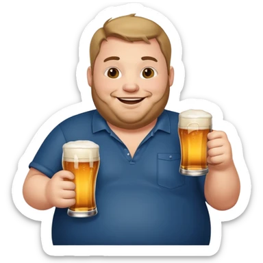 Fat man with beer sticker
