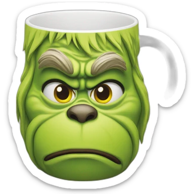 Grinch face shaped mug yellow eyes sticker