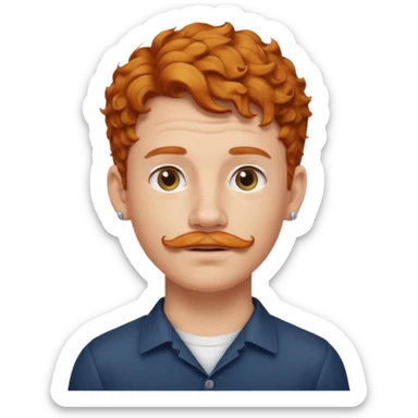 im short curly ginger haired young guy and also have earring on my left ear also have clean moustaches  sticker