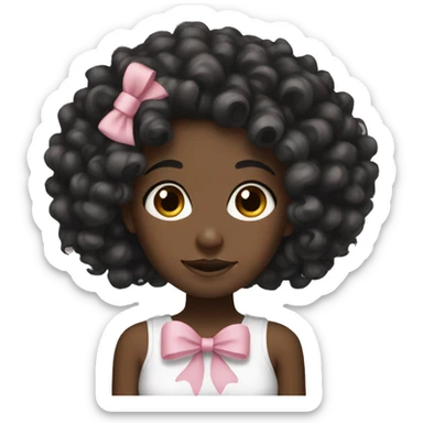 Black girl curly hair with bow sticker