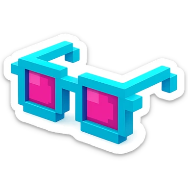 Voxel-style glasses with pink lenses, monochromatic and sleek sticker