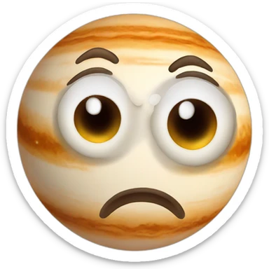 planet Jupiter with a cartoon racial face with big confident eyes sticker