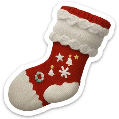 white knit christmas stocking sticker