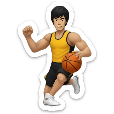 bruce lee playing basket ball sticker