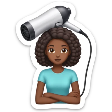 Black girl sitting under salon hair dryer sticker