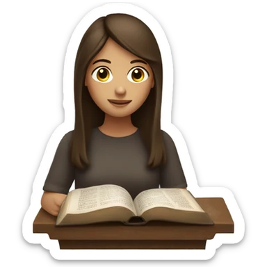 basic girl with brown hair reading the bible  sticker