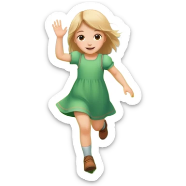 Little girl frolicking in a field with background sticker