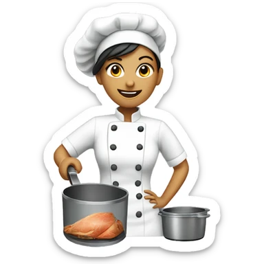 Female chef with food chopper sticker