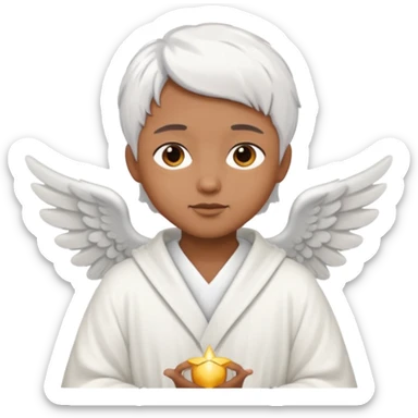 angel with brown skin, short white hair sticker