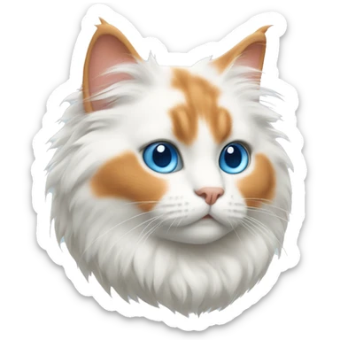 fluffy white and orange cat with blue eyes sticker
