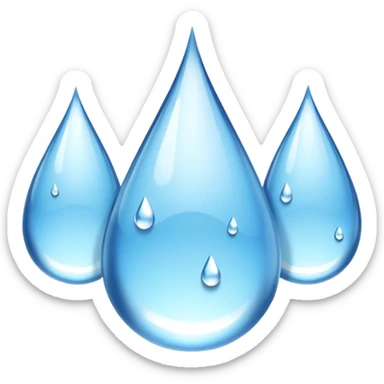 3 water droplets stack on top of each other vertically with two water droplets on the sides; 5 droplets total sticker