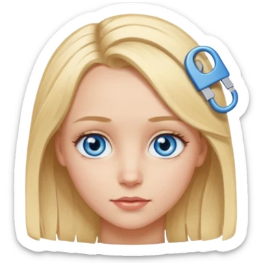 blonde girl, blue eyes with clips in hair and the biggest forehead ever sticker