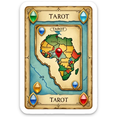 tarot card with a map on it sticker