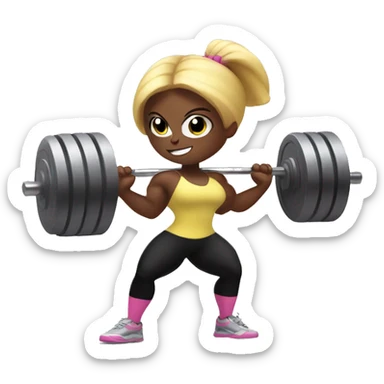 Blossom powerpuffgirl lifting weights sticker
