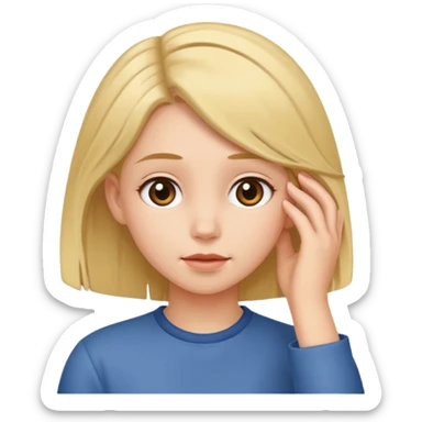 girl tucking hair behind her ear sticker