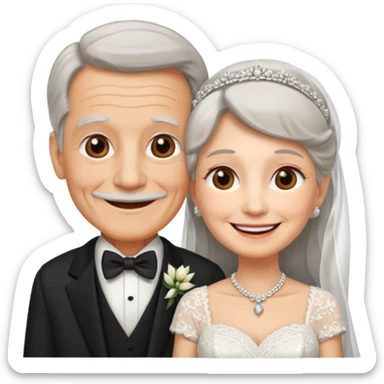 old couple in wedding day sticker