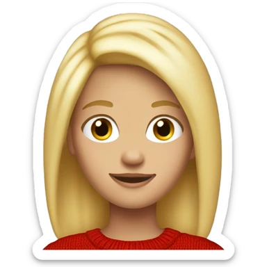 12 Years Old Girl With Blonde Hair, Red Sweater and Black Jeans  sticker