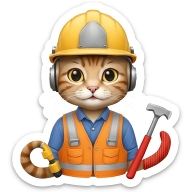 cat, handyman Outfit, wearing a Helmet sticker