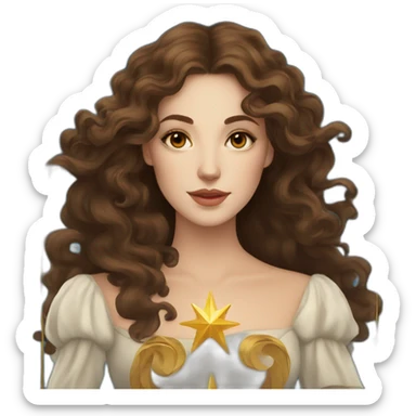 tarot cards with a white young elegant woman with long brown curls and a golden star on it sticker