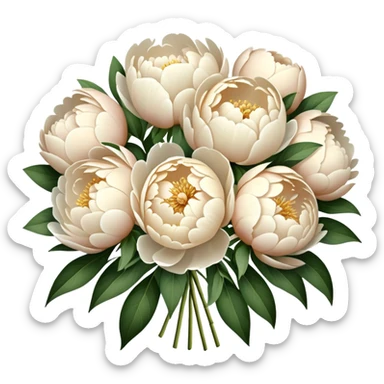 A large bouquet of cream peonies sticker