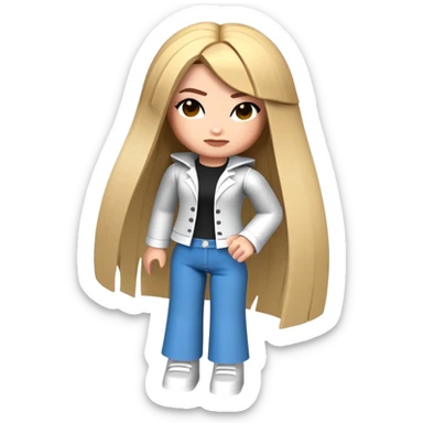 Roblox stylized baddie girl with blocky aesthetic, trendy outfit sticker