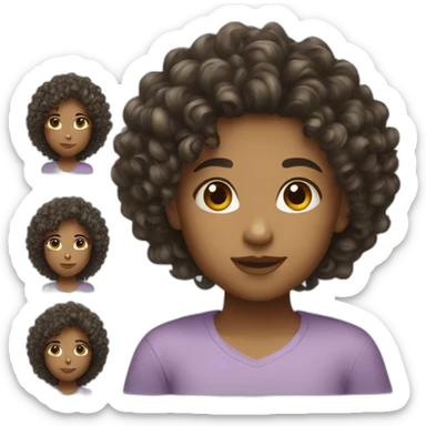 smart girl curly hair sticker