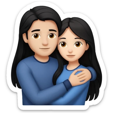 Couple that lobes eachother girl has black lonh hair he is white with brown hair sticker