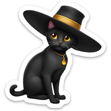 gato negro con sombrero de bruja sticker