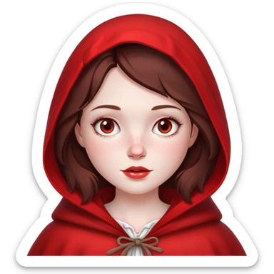 Little red riding hood, pale skin with freckles dark brown hair sticker