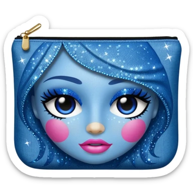 Glittery denim makeup bag sticker