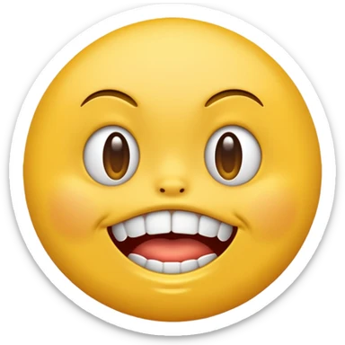 grimacing yellow round emoji with silver teeth sticker