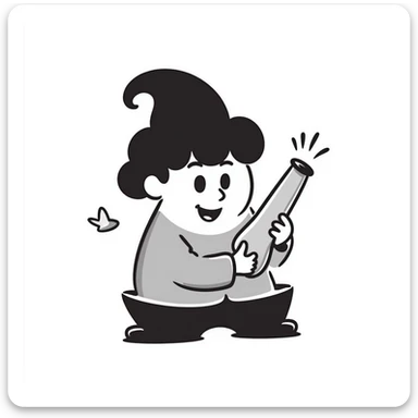 cute hand-drawn poop character holding a small bong sticker