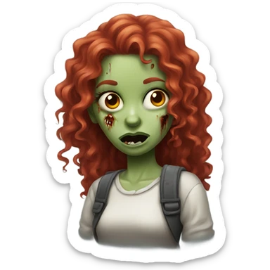 Zombie girl with long red curly hair sticker