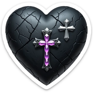 goth heart with a dark crystal cross sticker