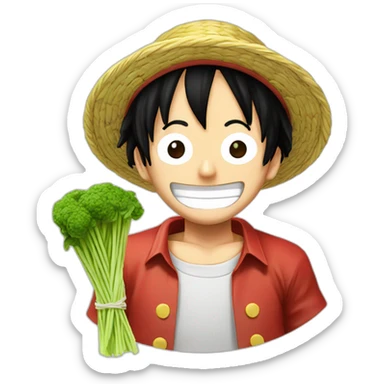 luffy one piece avec un plat de spaghetti au pesto sticker