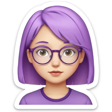 chica bonita con ligero cabello morado con lentes de estatura pequeña sticker