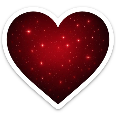 Modify the heart with a night sky gradient to red night theme with a red gradient, more stars, and a soft glow. Remove the background entirely  sticker