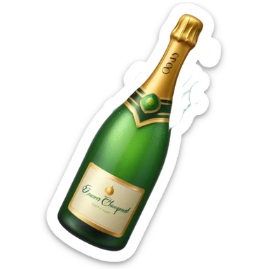 green champagne bottle with white middle and top sticker