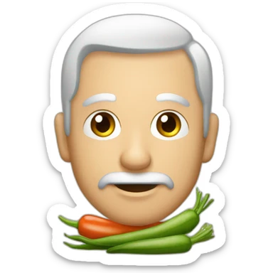 señor cosechando verduras de una huerta sticker