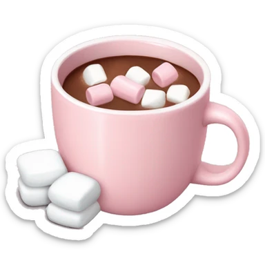 Light Pink mug of hot chocolate with marshmallows  sticker