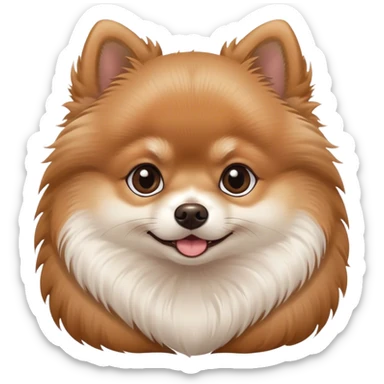 brown and white two baby pomerania sticker