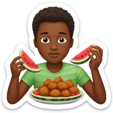 Gangster Black person eating chicken and watermelon sticker