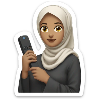 Hijabi girl holding  anki remote in on sticker