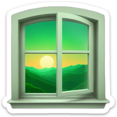 Window with green sunset  sticker