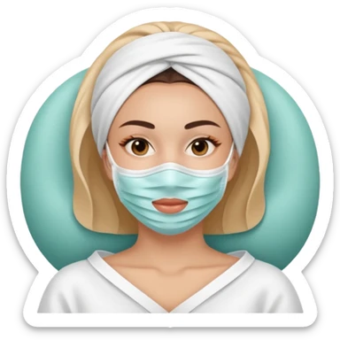 Lady with face mask spa beauty full face relaxing sticker