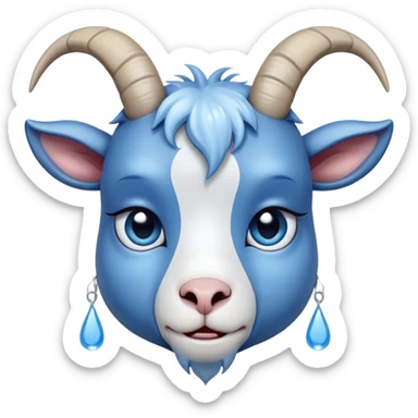 Very sad-crying-beautiful-small blue goat sticker