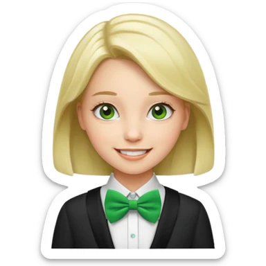 girl with green bow tie sticker